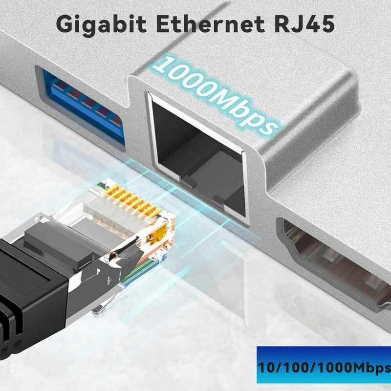 Stasiun Dok USB 3.0, stasiun Dok 3840*2160 7-in-1 kompatibel HDMI Tipe c Int 7-in-1 untuk permukaan X/8/9 Hub