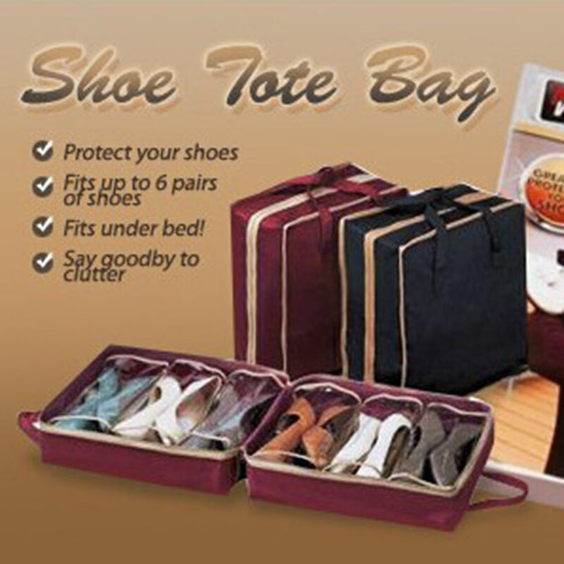 Saco de sapato de tecido não tecido organizador de sapato armário organizador 6 grades sacos de armazenamento de sapato caso de rack de sapato para viagens para casa