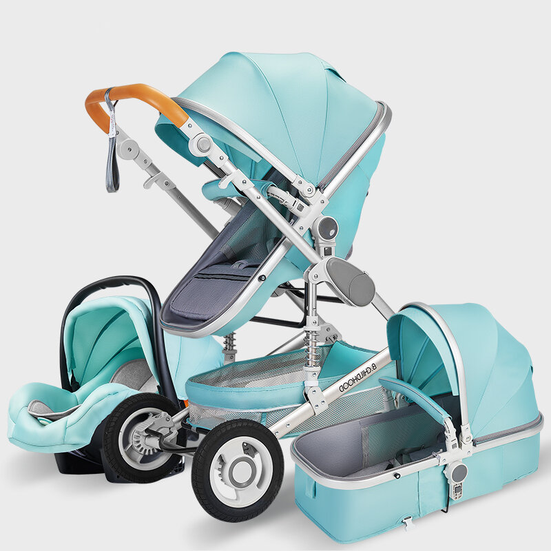 Wózek dziecięcy High Landscape 3 w 1 z siedzeniem samochodowym różowy wózek luksusowy wózek podróżny fotelik samochodowy i wózek nosidełko dla dziecka wózek spacerowy