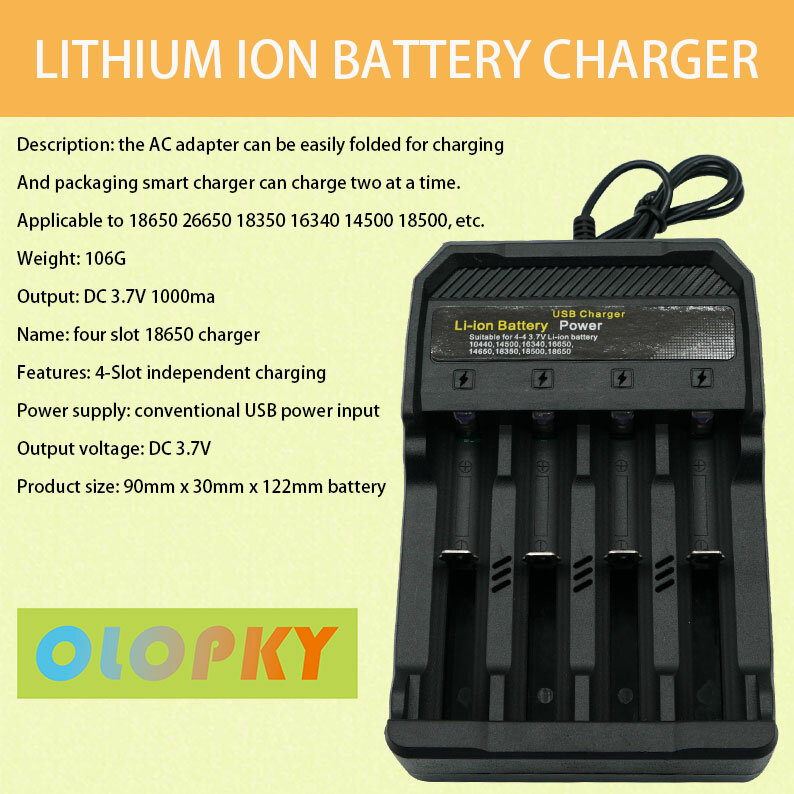 Chargeur de batterie lithium-ion 4.2V 18650, indépendant, USB, électronique portable, 18650, 18500, 16340, 14500, 26650