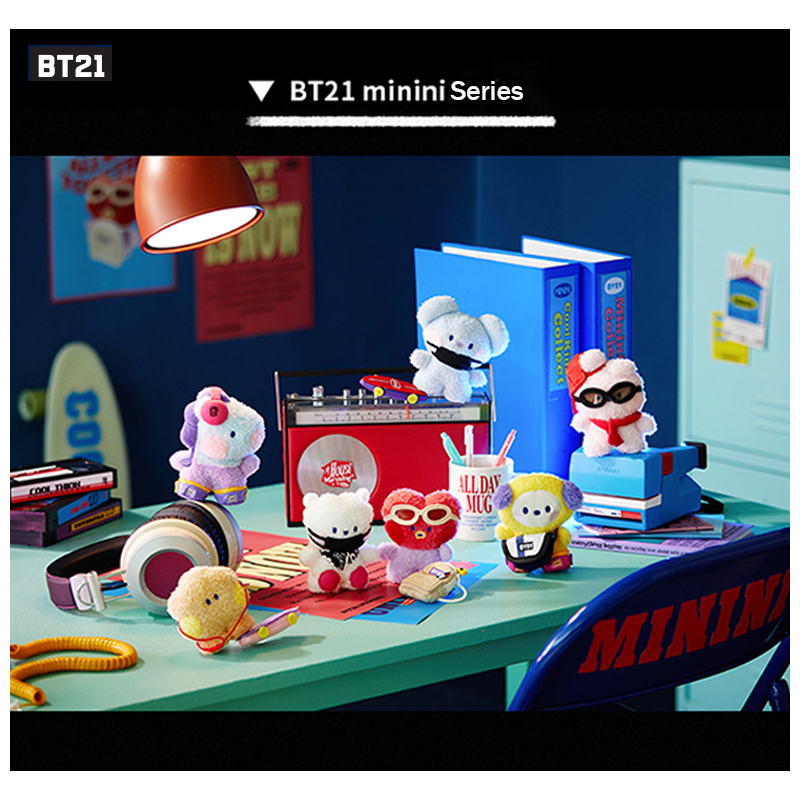 BT21 미니니 스윙 시리즈 귀여운 애니메이션 부드러운 봉제 인형 어린이용, 만화, 라인 프렌즈, 생일 선물