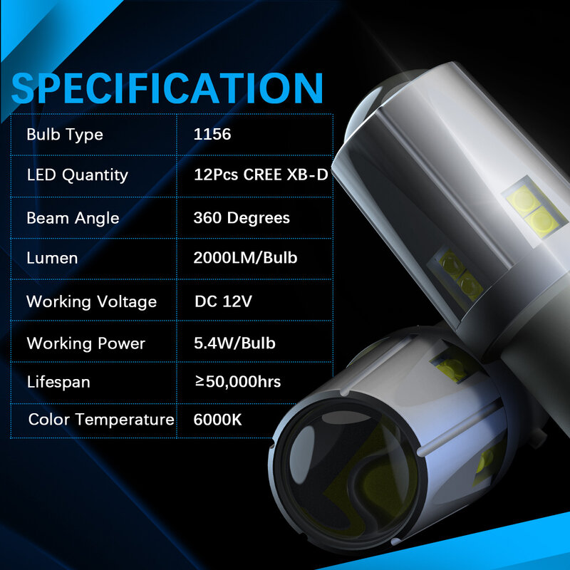 KAMMURI-bombilla LED de circulación diurna, lámparas de marcha atrás, Canbus, para Seat Leon MK3 Alhambra, 2 piezas, 6000K, P21W, 1156 BA15S