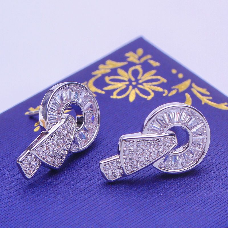 Europejski i amerykański klasyk prosta geometryczna cyrkonia kolczyki dla kobiet nowe luksusowe kreatywne kolczyki biżuteria ślubna dla nowożeńców