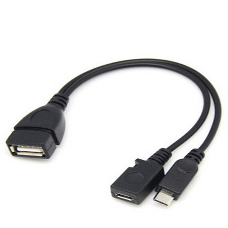 Micro USB Host Power Y Splitter, cabo macho e fêmea, adaptador OTG, 2 em 1, 5 Pin, 1Pc