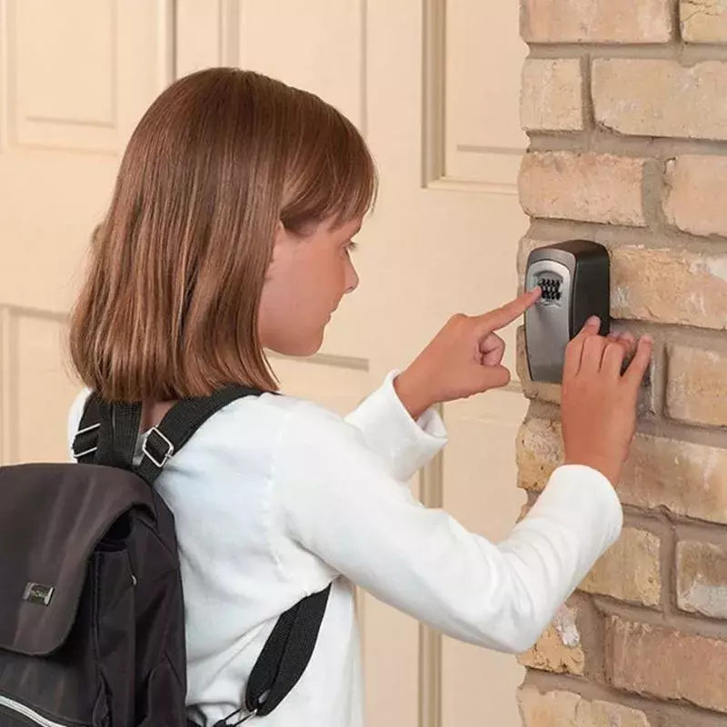 Wall-mounted metal 4-digit combination password key box outdoor weatherproof household anti-theft lock tool metal key box