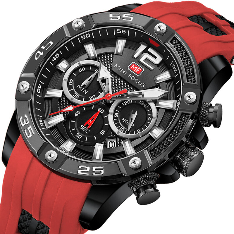 Watch Men Top Brand Fashion Sports Watches for Men Quartz Chronograph Calendar Military Silicone Band Waterproof Clock 0349G