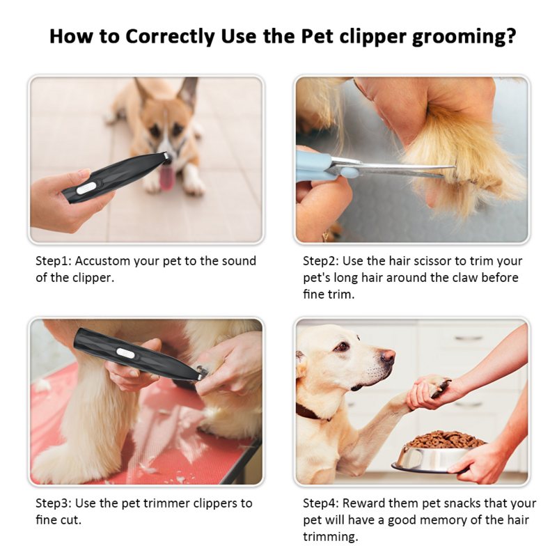 Cão gato pé aparador de pêlos clippers cão profissional pet grooming usb recarregável ferramenta elétrica máquina cortar cabelo barbear suprimentos