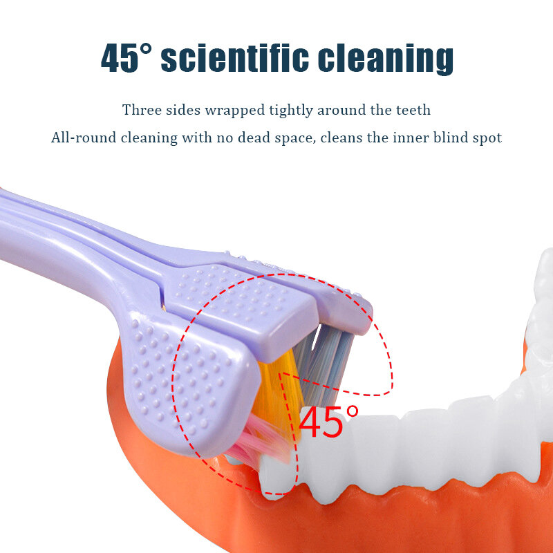 Cepillo de dientes envolvente, limpieza eficiente de tres lados, alivia el mal aliento, raspador de lengua, blanqueamiento dental, herramienta de cuidado bucal