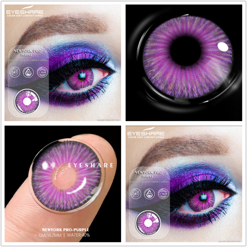 Eyeshare-Lentes de Contato Coloridas Azuis para Olhos, Cosplay, Halloween, Anime, Maquiagem, Colorida, Anual, Contatos, 1 Par