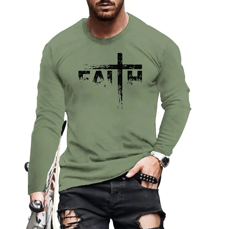 T-shirt Fashion Pria Baru Musim Semi Gugur 3D Kaus Olahraga Kasual Motif Leher Bulat Retro Pakaian Pria Atasan Lengan Pendek