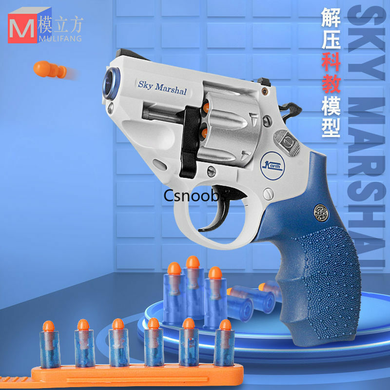 Mini Sky Marshal Revolver Launcher Soft Bullet Pistol Burst Metal Alloy Toy Gun Weapon Model Airsoft Pneumatic Pistola For Kids