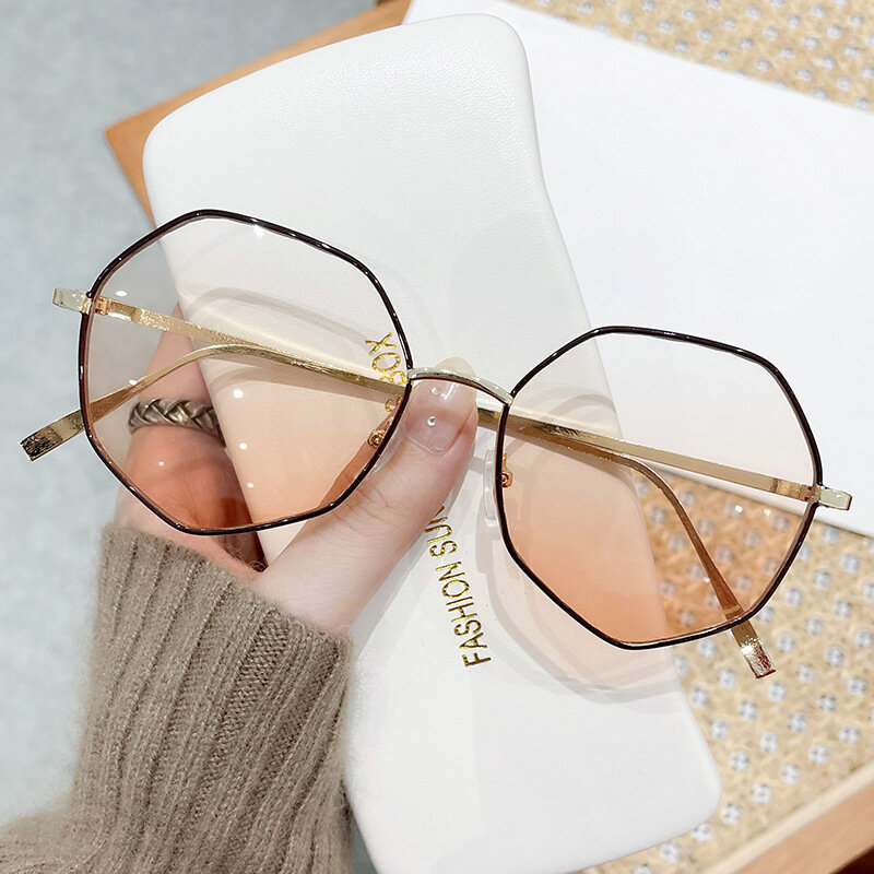 2022 nuovi occhiali da sole con montatura in metallo eptagon coreani Uv400 per le donne occhiali da sole moda spiaggia estiva sfumata Ourdoor Eyewear