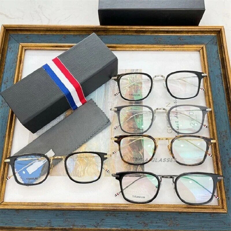 Thom Merek Desainer Bingkai Kacamata Pria Persegi Titanium Asetat Kacamata Optik Resep Kacamata Miopia Kacamata TBX905