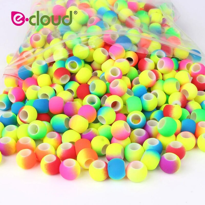 50pcs 5mm Hole Double color Gradual Change Acrylic  Round hair beads for braids DIY dreadlock beads hair jewelry for braids