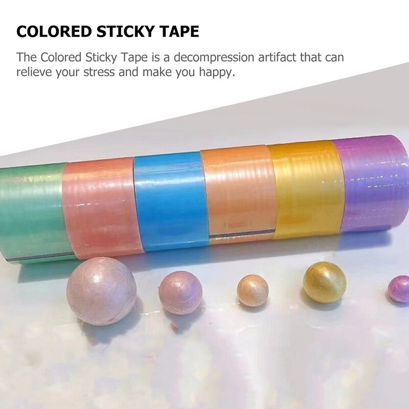 6Rolls Tape Tapes Sticky Washi Colored Toys Diy Decompression Adhesive Color Toy Rolling Craft Supply Wrapping Crafts Funny Gift