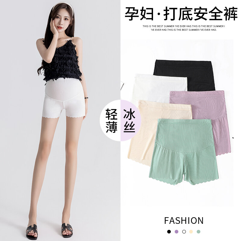 3101# Summer Cool Seamless Maternity Short Legging High Waist Belly Safety Underpants Clothes for Pregnant Women Pregnancy