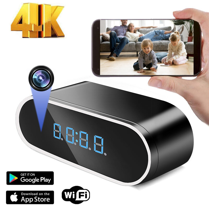 Minicámara con reloj Wifi, minicámara grabadora HD secreta, visión nocturna IR, detección de movimiento, videocámara de vigilancia para el hogar