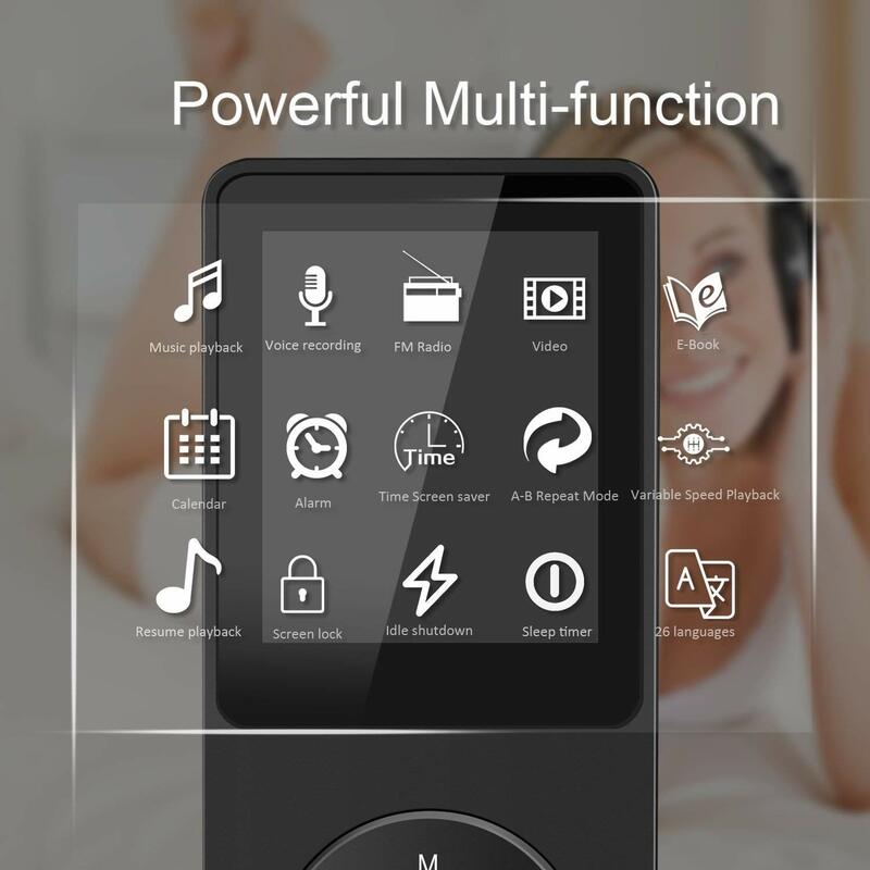 Bluetooth MP3 Music Player 1.8'' Non-destructive Portable Mp4 Walkman FM Radio Card External Ultra-thin Recording For Phones