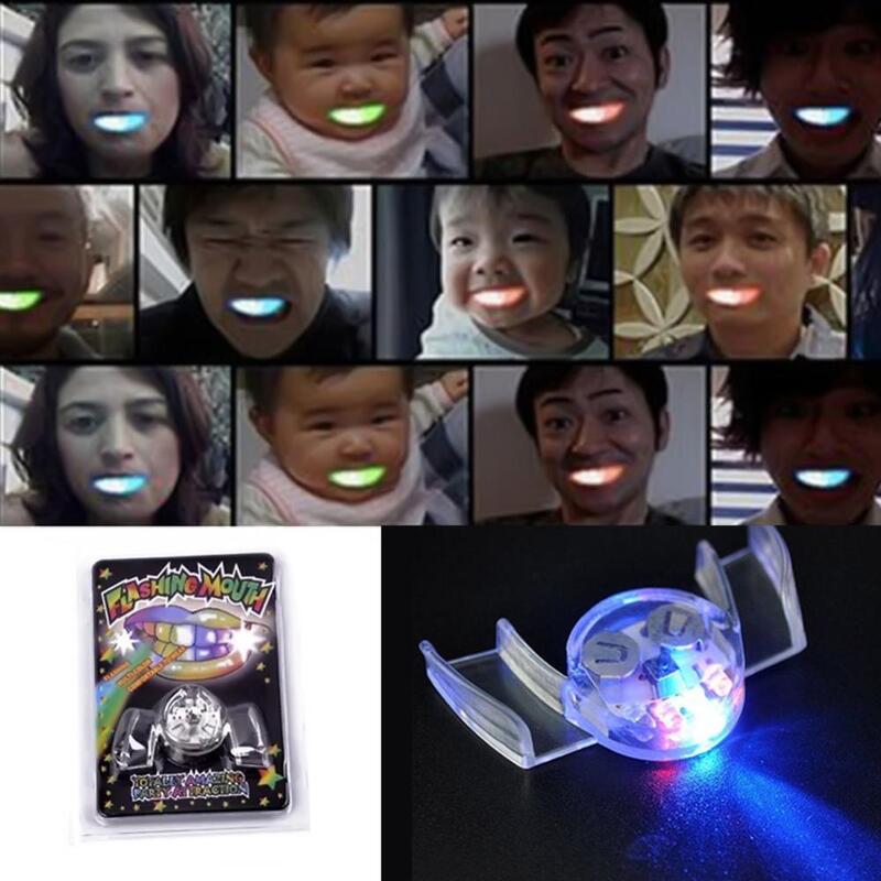 Protectores de dientes luminosos LED para fiesta de Carnaval de Halloween, herramienta de Protección Ambiental inofensiva, aparatos luminosos de broma