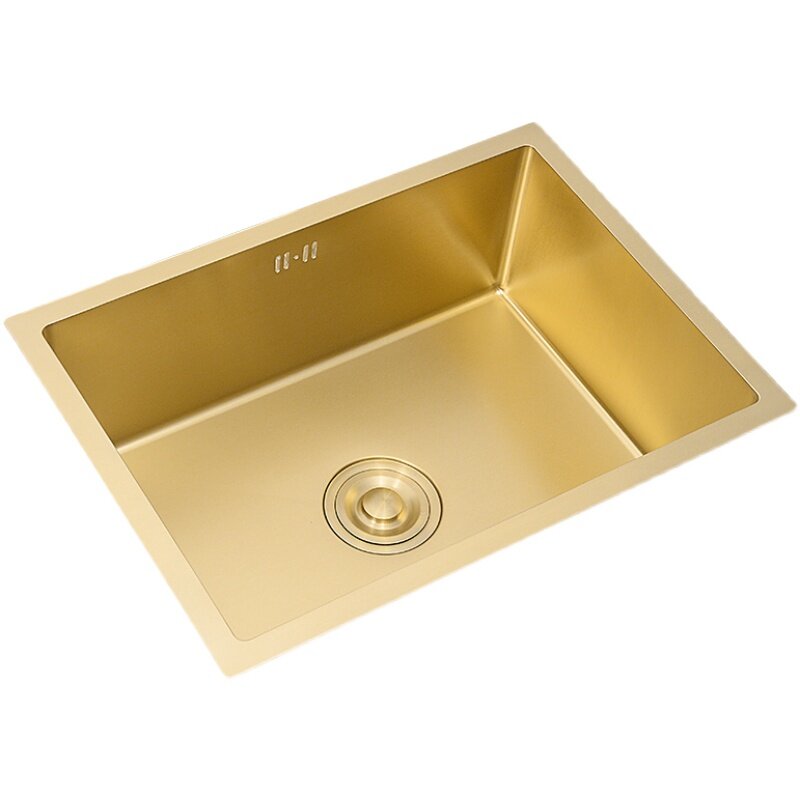 Nano-304 Stainless Steel Sink Golden Kitchen Sink Basin Under Counter Large Single Tank Basin Thickened Hand-made Small Sink