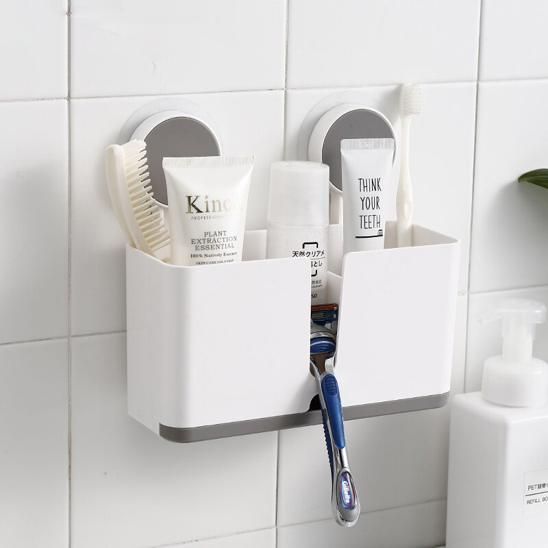 Estante de almacenamiento adhesivo para baño, soporte para cepillo de dientes, organizador para afeitadora, estante colgante de pared para cepillar dientes, pasta de dientes