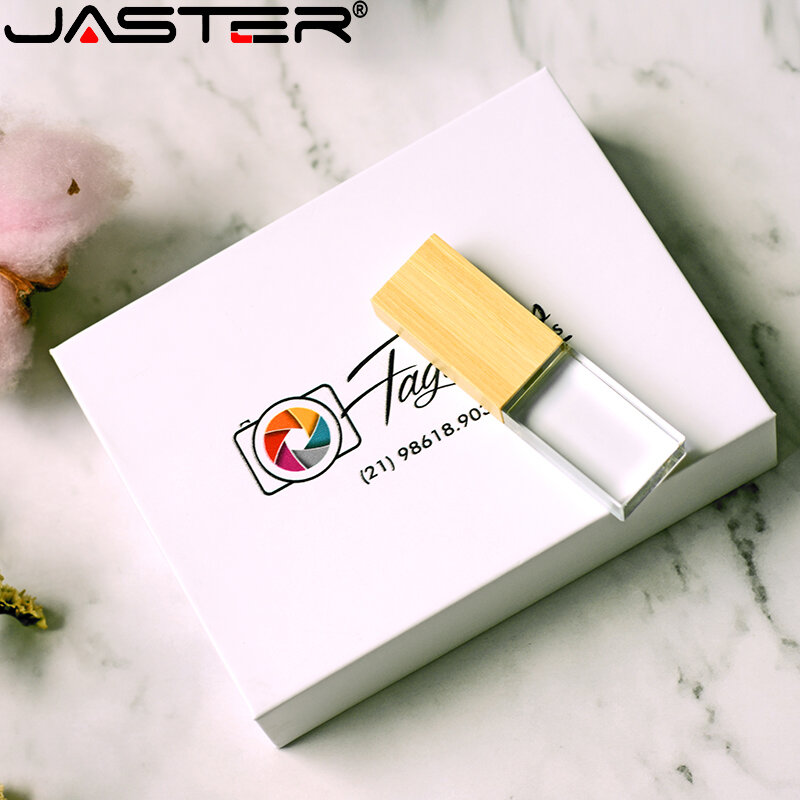 JASTER-Pendrive de madera de cristal 2,0, unidad Flash USB de 4GB, 8GB, 16GB, 32GB, disco U, 64GB, 128GB, logotipo gratis, regalos de fotografía