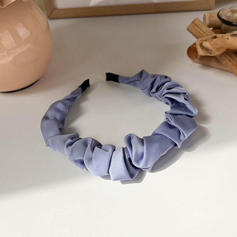 Korean Blue Bezel Headband For Women Sweet Padded Knitted Sponge Head Hoop Non-slip Headwear Hairband Cotton Hair Accessories