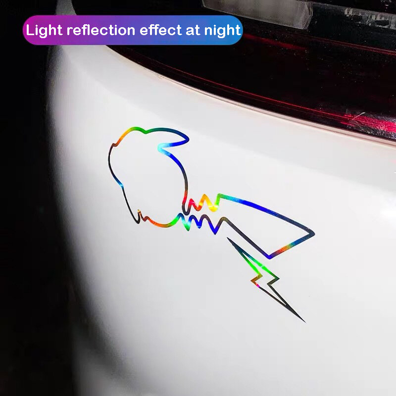 Relâmpago anime adesivos de carro dos desenhos animados a laser cor animais decalques oco adesivo no carro reflexivo motocicleta decalque estilo do carro
