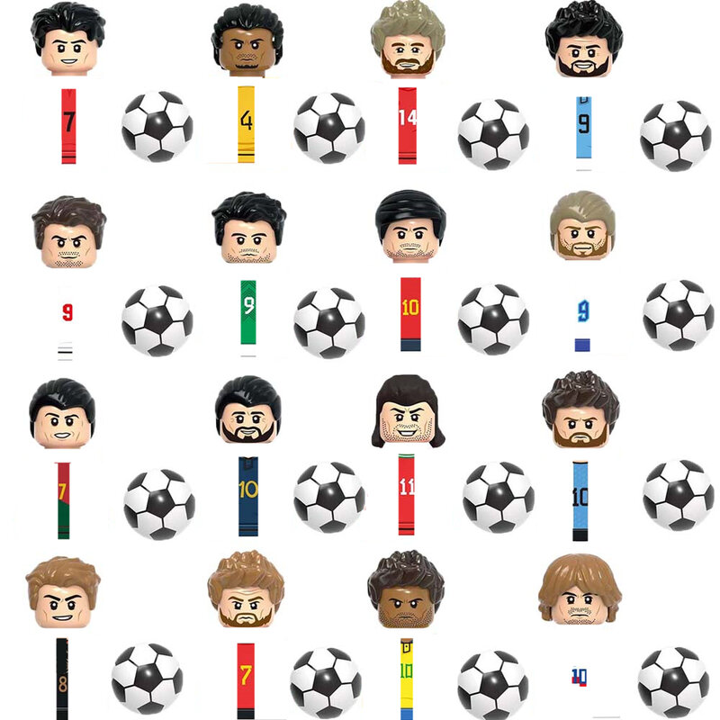 男子サッカーフィギュア,世界で有名なサッカーチームのおもちゃr7,hdri,Edung,kroos,ミニブロック