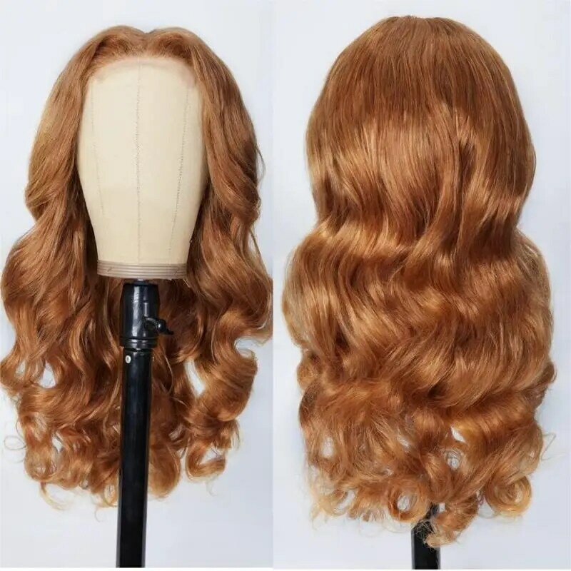 Wig Depan Renda Sintetis Gelombang Coklat Wig Depan Renda Longgar Cokelat Muda untuk Wanita dengan Garis Rambut Alami HD Transparan Tahan Panas