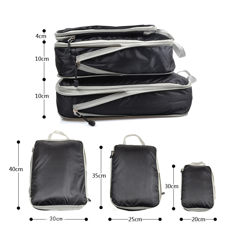 3 pz/set borsa da viaggio borsa da viaggio valigia da viaggio Set Organizer per imballaggio a compressione Set pieghevole impermeabile per l'organizzazione dei vestiti in Nylon