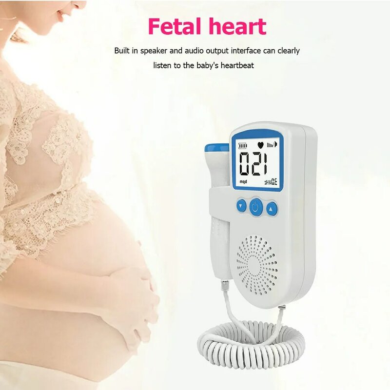 Prenatal fetal doppler monitor de batimento cardíaco do bebê detector de freqüência cardíaca do agregado familiar sonar doppler para grávidas