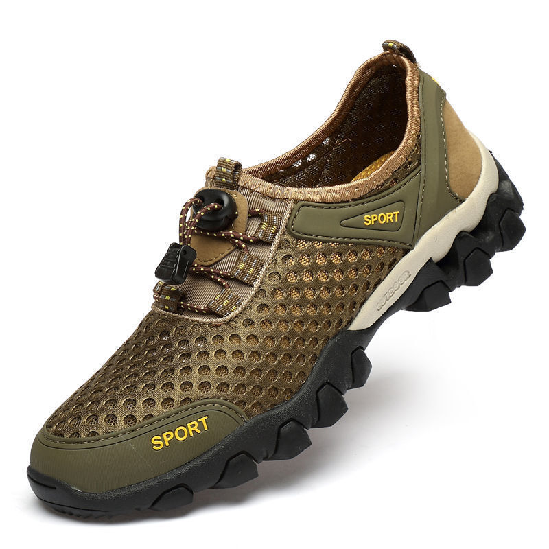 Acampamento malha sapatos de lazer ao ar livre dos homens esportes sapatos de escalada sapatos de caminhada sapatos de caminhada oco respirável antiderrapante sapato