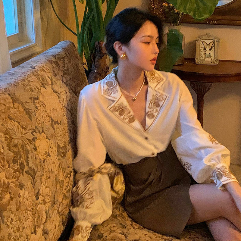 Deeptown-blusa elegante con mangas exuberantes para mujer, Top Floral Vintage, camisa de gran tamaño coreana para oficina, diseñador de lujo, Chic, 2021