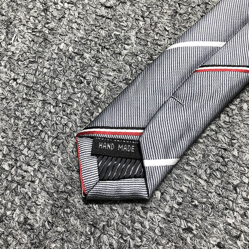 TB THOM галстук 2022 новейший стиль праздничный подарок галстук Классический Полосатый Дизайн Галстук мужской серый Свадебные аксессуары галстук для офиса