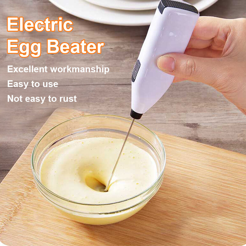Pengocok Telur Listrik Putih Pengocok Susu untuk Kopi Dapur Rumah Tangga Mini Baja Nirkarat Blender Teh Susu Kopi