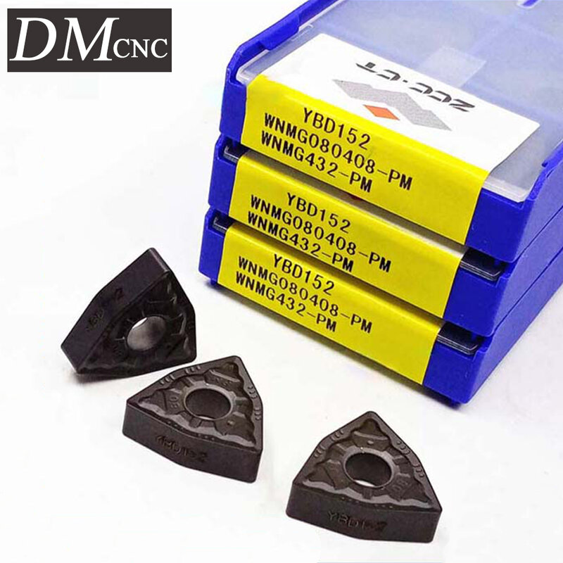 Insertos de carburo de WNMG080408-PM, herramienta de torneado de cuchillas de máquina CNC, color negro duro para hierro fundido, 10 piezas, WNMG432-PM, YBD152 WNMG 080408
