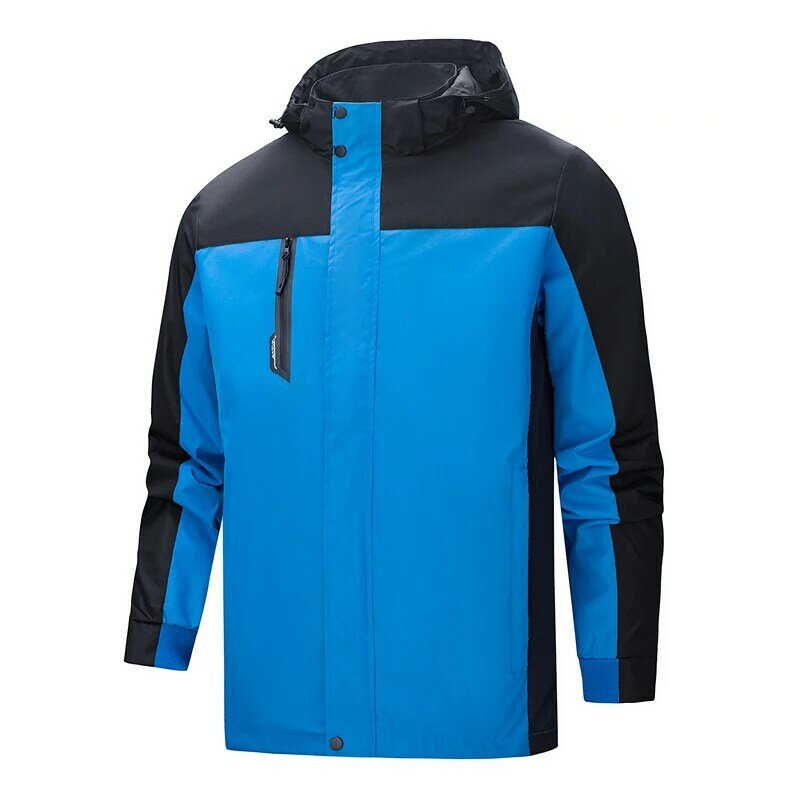 Men Outdoor Windbreaker Jacket Mens Stormsuit Autumn Jacket Men's Waterproof Mountaineering Coats Hat Detachable Male Clothes