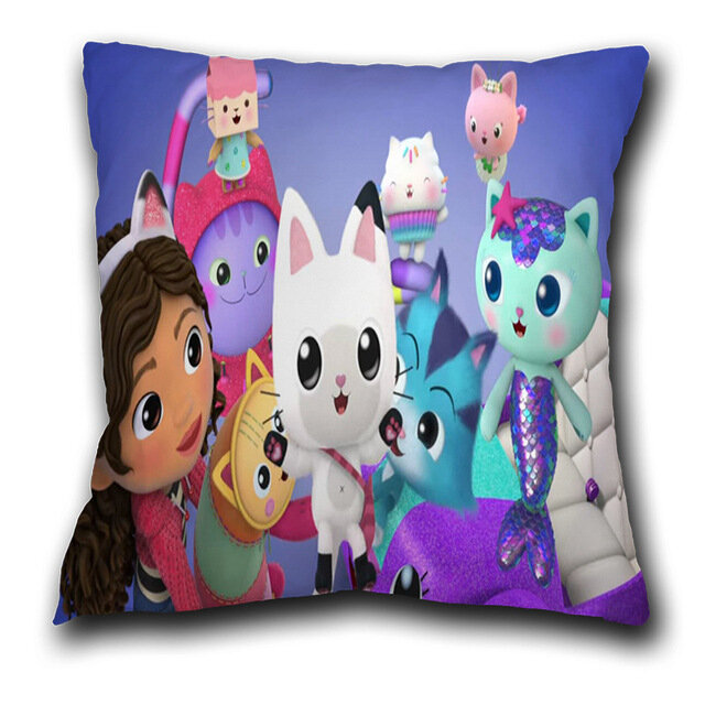 45CM Crianças Gabbys Dollhouse Gabby Cats Travesseiro Capa de Almofada Travesseiro Capa Decorativa Decoração Fronha Do Carro Sem Travesseiro 2022