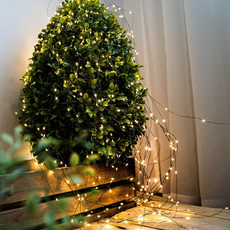 Luces de hadas para dormitorio, guirnalda Led para árbol de Navidad, decoración de cascada al aire libre, impermeable, decoración de boda personalizada