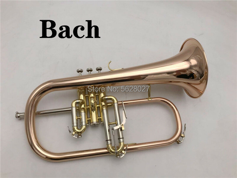 Bach New Bb Flugelhorn Gold Phosphorus & Copper Flugelhorn Musical Instruments with Case Mouthpiece