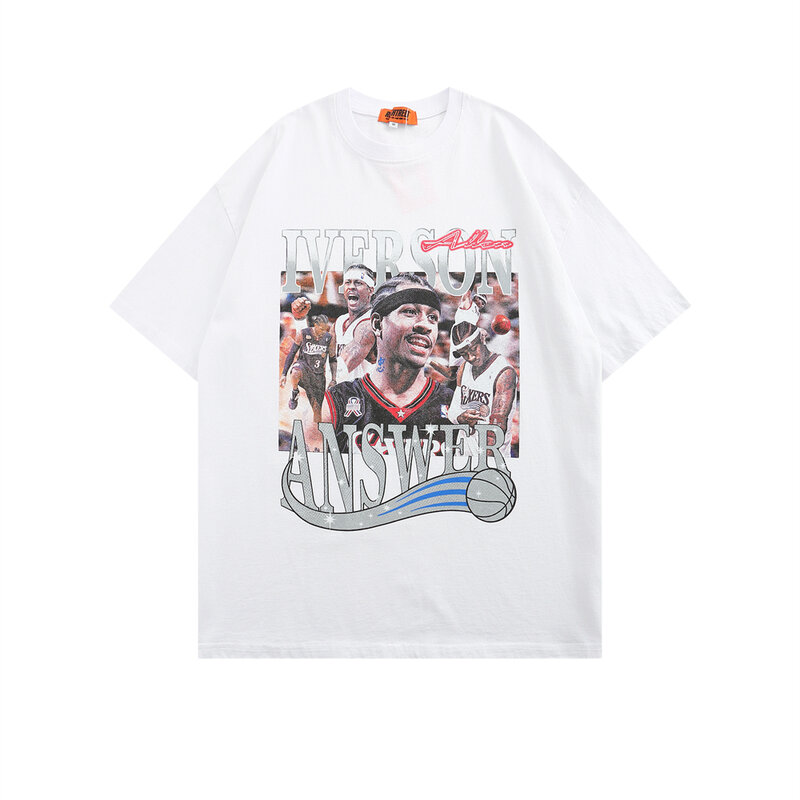Camiseta de moda de rua dos homens do hip hop roupas de basquete estrela impressão gráfica primavera verão 2022 retro oversized casual