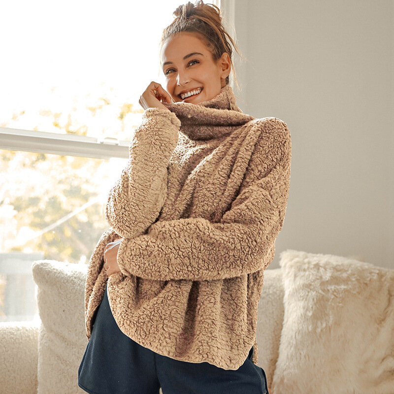 니트 터틀넥 스웨터 여성용, 두꺼운 풀오버, 패셔너블한 따뜻한 니트웨어, 긴 소매 루즈한 상의, 가을 겨울