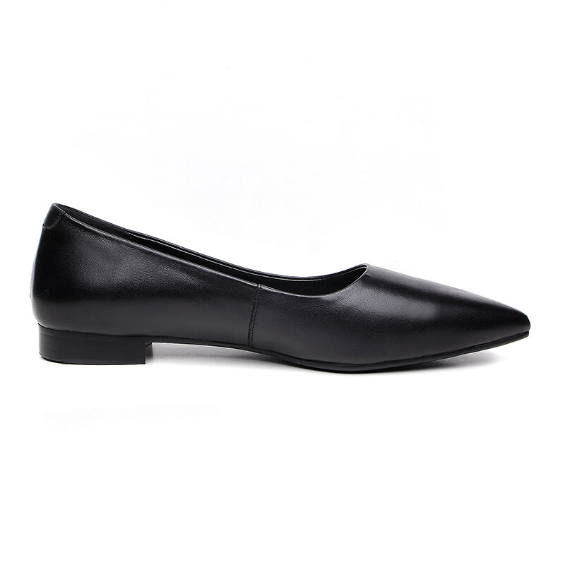 33-43 Large Women's Shoes Top Layer Leather Pointy Low-Heel Work Shoes Applicable To Hotel or Office or Stewardess