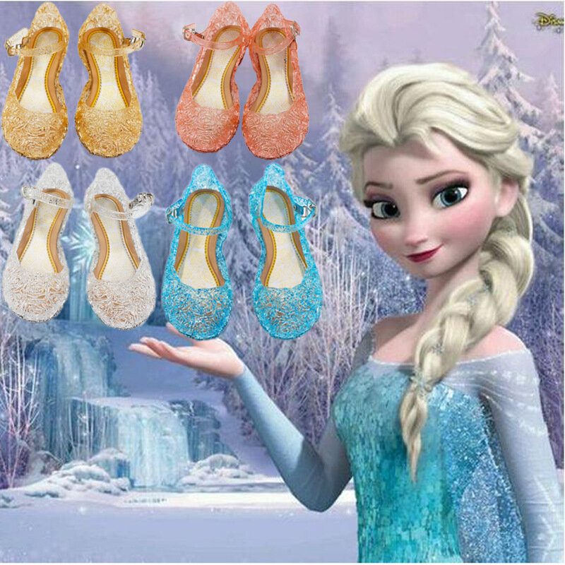 Dinsey Frozen-zapatos de cristal Aisha para niña, botas de princesa de Cenicienta, zapatillas para bebé, sandalias de Anna y Elsa
