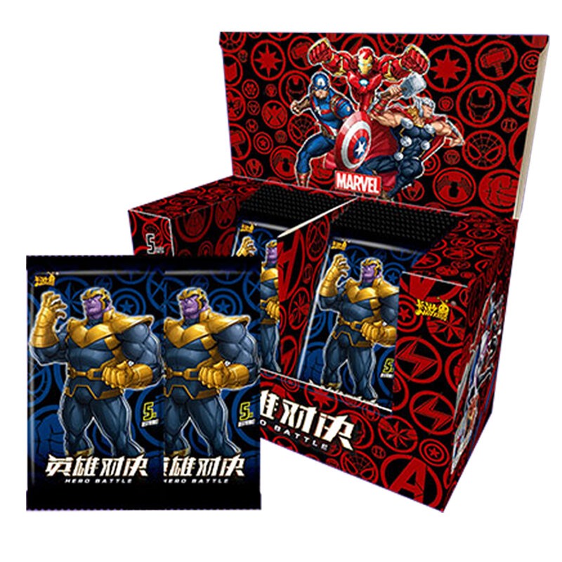 Caja de cartas de héroes de los Vengadores de Marvel, juego de mesa de creación, tarjeta de batalla de Spider Man, Colección CR, tarjeta Flash, juguetes para niños, regalo