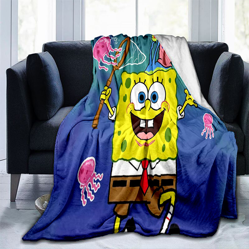 S-Spongebob Blanket Custom Name Blanket Baby  Blankets Flannel Fleece Throw Blanket Personalized Family Friends Blanket Gifts