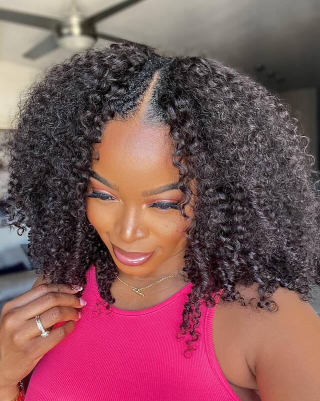 V Part Wig Human Hair full machine No Leave Out Brazilian Kinky Curly Hair Wigs for Women Deep Wave  Jerry Curly Glueless