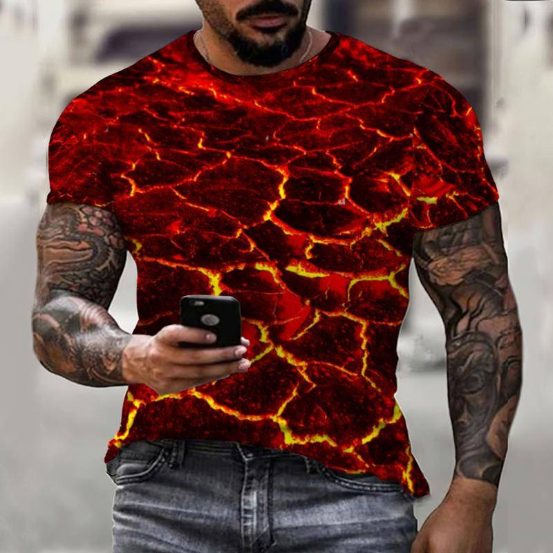 ฤดูร้อนใหม่ Lava Clear Fragmentation Lava Ray ชายเสื้อยืด3D การพิมพ์บทคัดย่อ Casual แฟชั่นผู้ชายแขนสั้น