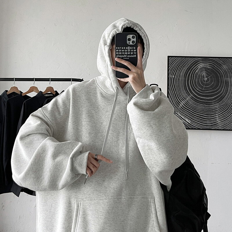 Sudadera con capucha de Hip Hop para hombre, ropa de moda informal de calle, suéter Harajuku de Corea, color blanco y negro